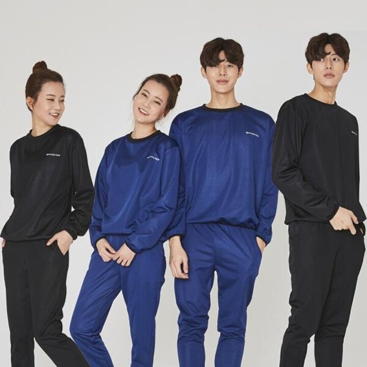아트박스/벅703 BUCK703 국내산 땀복 상하 SET 네이비 다이어트 요가복