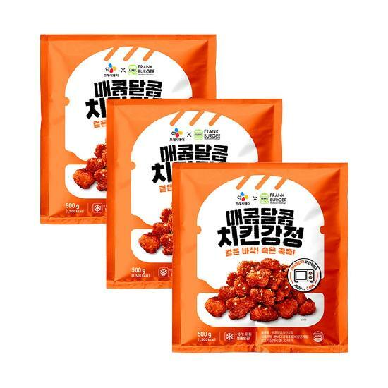 (주)디씽컴퍼니 CJ프레시웨이 X프랭크버거_매콤달콤치킨강정500g x 3개