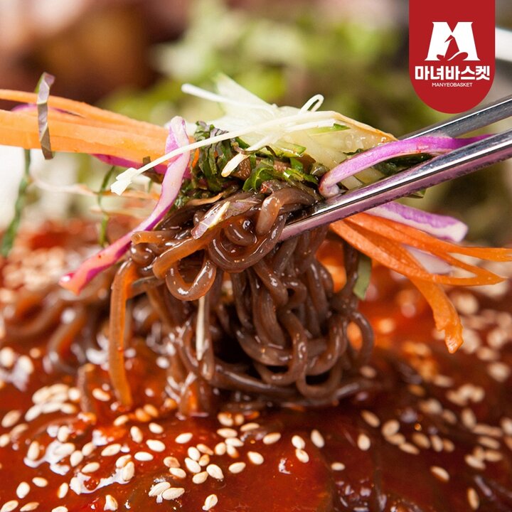 새콤달콤 고소한 참기름 비빔막국수 8인 (메밀면8+비빔장8+참기름8)