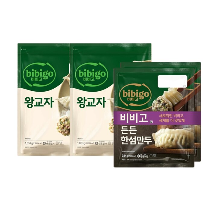 CJ제일제당 비비고 왕교자 1.05kg x2봉 + 한섬만두 384g x2봉