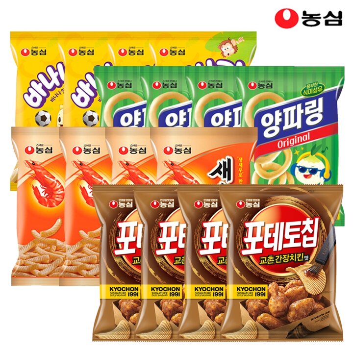 포테토칩교촌간장치킨맛4봉+양파링4봉+새우깡4봉+바나나킥4봉