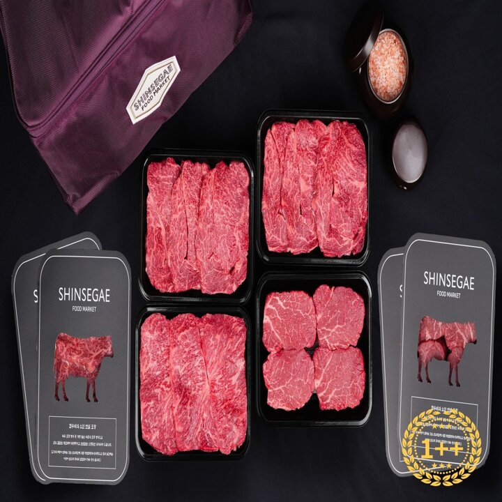 (광주신세계)1++(8)등급   한우암소구이 세트 6호2.4kg(등심*2팩.안심.채끝 각 600g))냉장