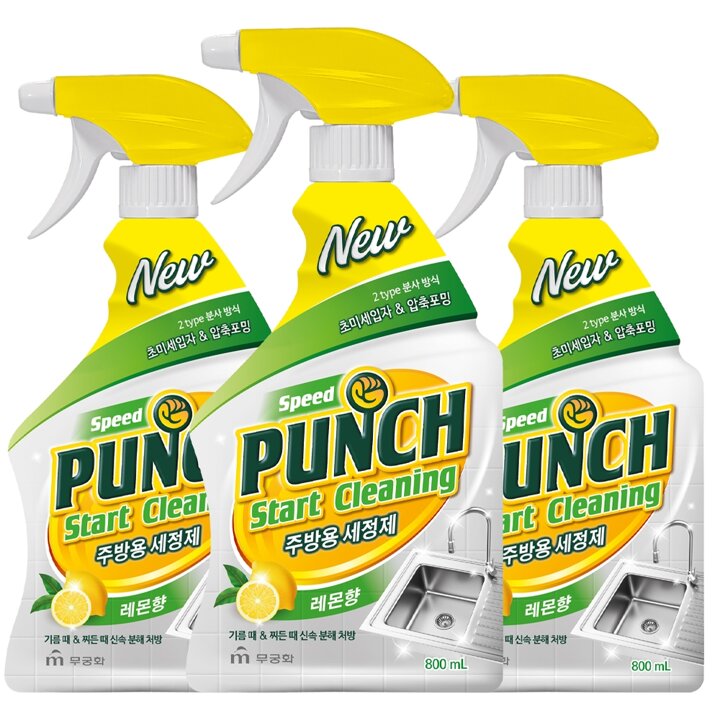 무궁화 스피드펀치 주방용 세정제 800ml x 3개