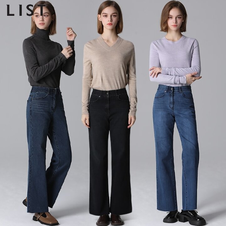 [리스트(LIST)] 기모 세미배기 컷팅 데님팬츠 (택가격:178000원)