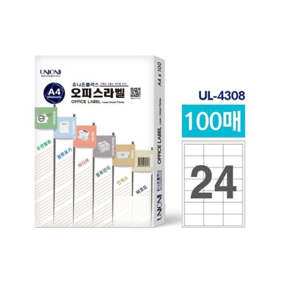 33474008-유니온오피감성스라벨지(UL4308)24칸100매입