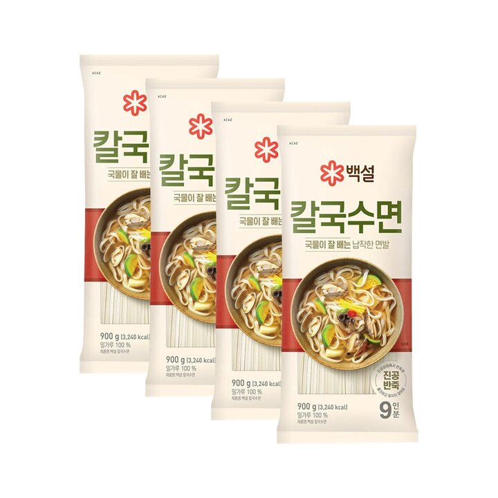 CJ 백설 칼국수면 900g x4개