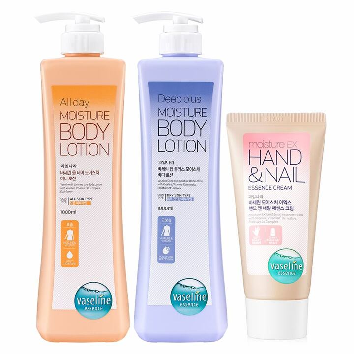바세린 대용량 바디로션 1000ml+핸드크림 60ml 2개