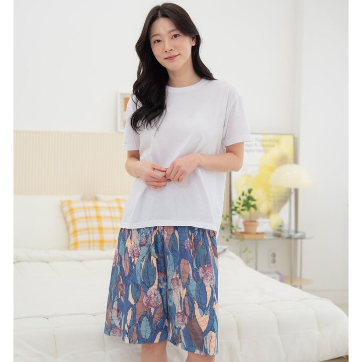 여성 여름 자카드 인견 5부 파자마 잠옷 홈웨어 빅사이즈 엄마옷 쿨링 냉감