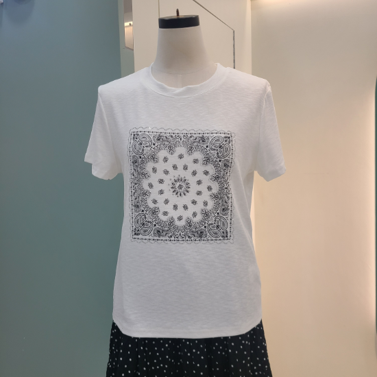 에스닉 네모 프린트 티셔츠 S262B TS762/블랙,화이트YS