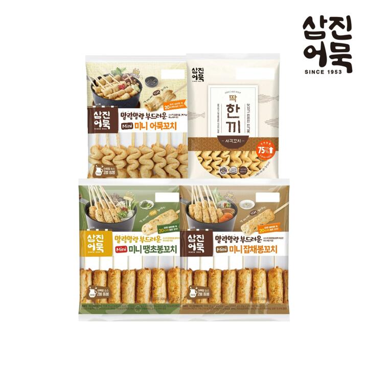 [삼진어묵] 딱한끼사각꼬치+미니어묵꼬치+미니땡초봉꼬치+미니잡채봉꼬치		