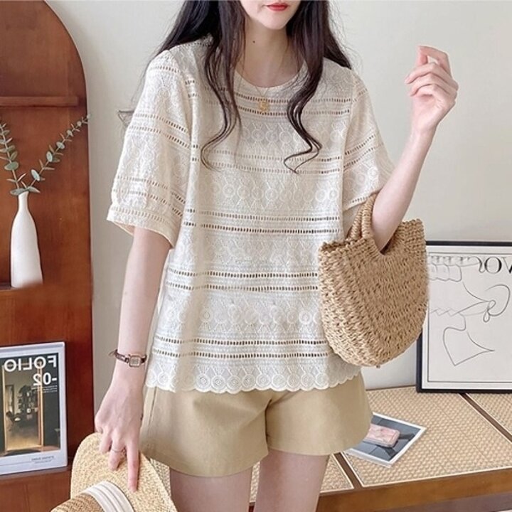 펀칭 자수 블라우스19660370667501