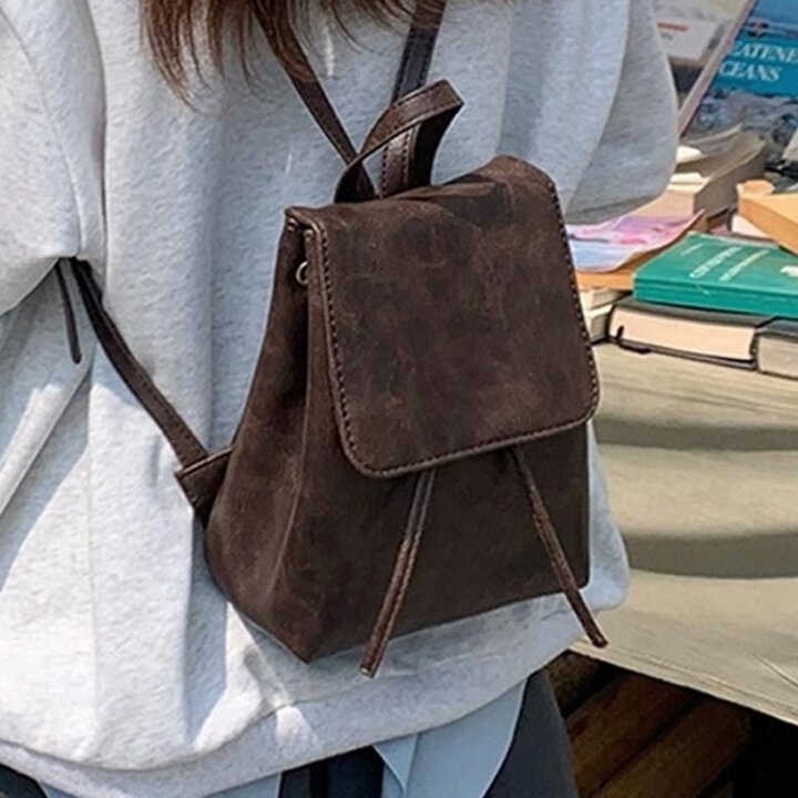 [다잇템] 여자 검정 쁘띠 세무 FW 갈색 그런지 백팩19381545588872