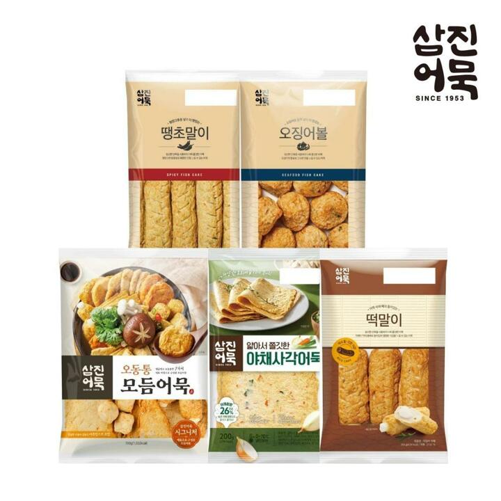 [삼진어묵] 얇아서쫄깃한야채사각+오동통모듬어묵+오징어볼+땡초말이+떡말이	
