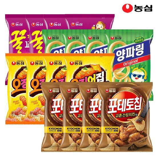 포테토칩교촌간장치킨맛4봉+오징어집4봉+양파링4봉+꿀꽈배기4봉