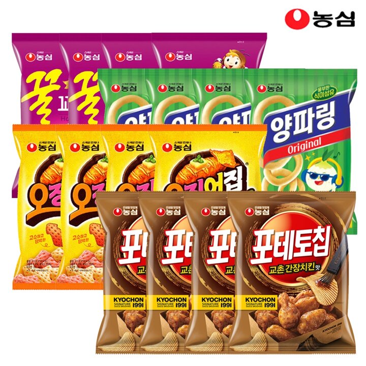 포테토칩교촌간장치킨맛4봉+오징어집4봉+양파링4봉+꿀꽈배기4봉