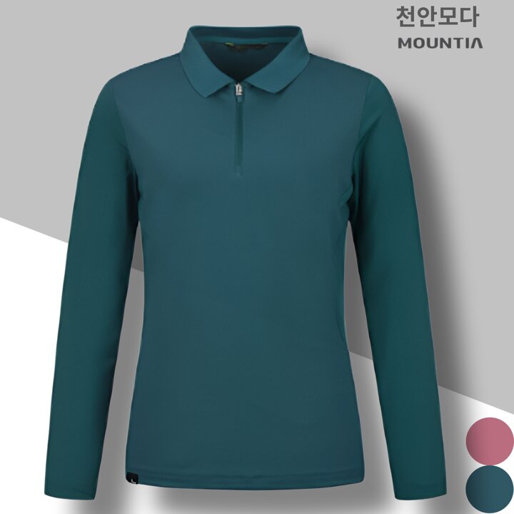 마운티아 여성 시원한 냉감 소재 여름 긴팔 카라 티셔츠  일상복 단체복 세이디티셔츠C4  1MQTSM4506 초록CA