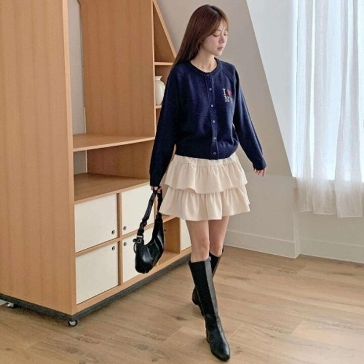 [다잇템] 여자 잔주름 소프트핏 쁘띠 귀여운 티어드 고무줄 스커트23650619588872