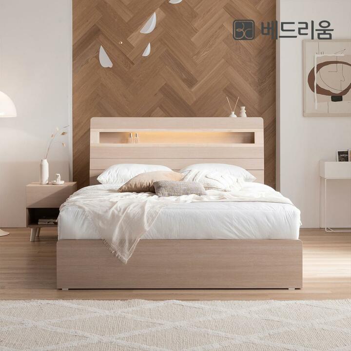 [단독특가/풀세트]베드리움 NEW 스마트메이트 편백 LED 수납침대 (Q) + NEW 노블아워 코어 서포트 유로탑