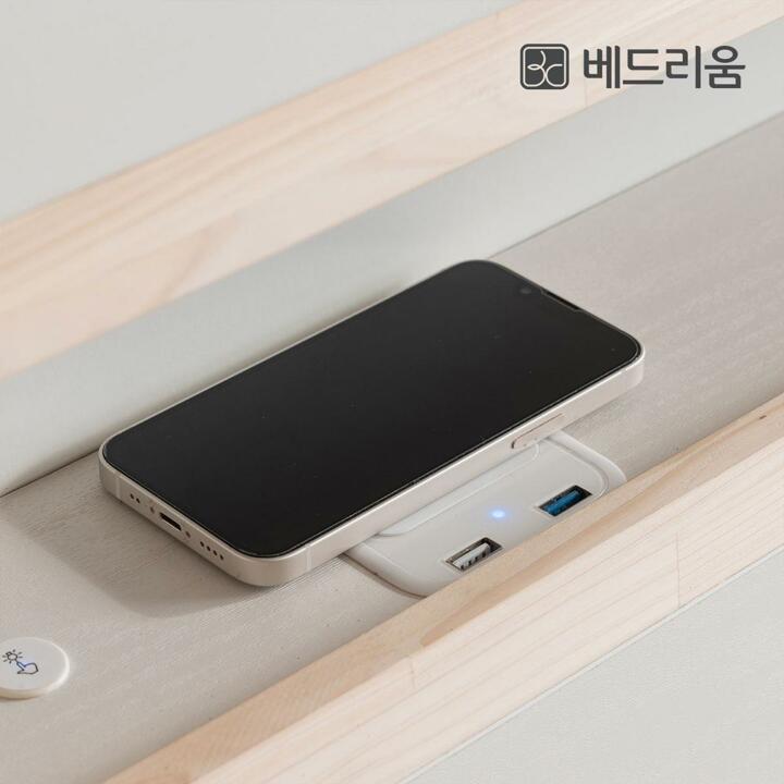 [단독특가/풀세트]베드리움 NEW 스마트메이트 편백 LED 수납침대 (Q) + NEW 노블아워 코어 서포트 유로탑