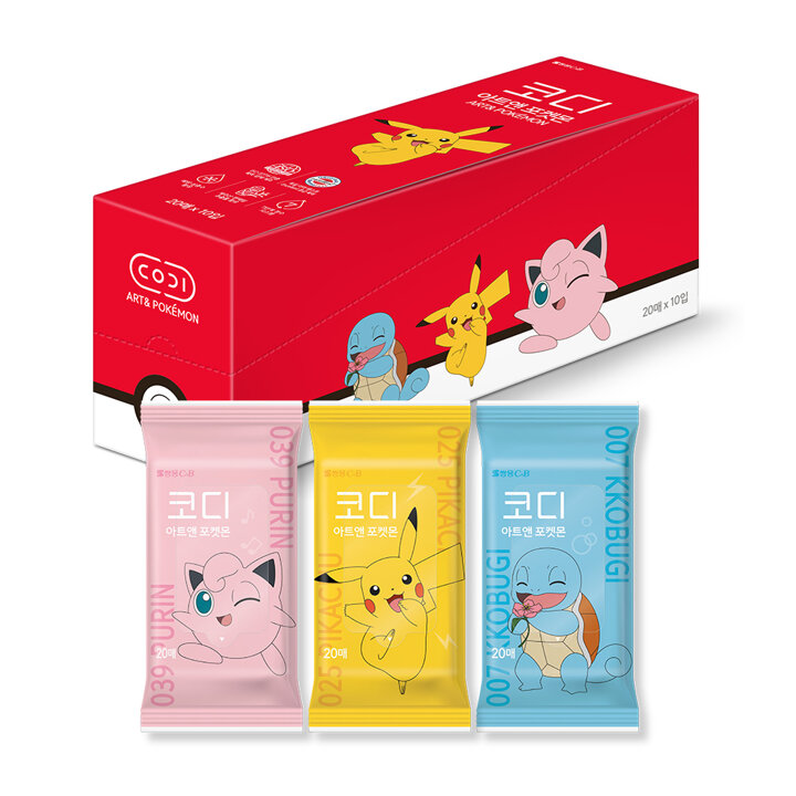 [코디] 코디 아트앤 포켓몬 물티슈 (휴대) 20매*10입 