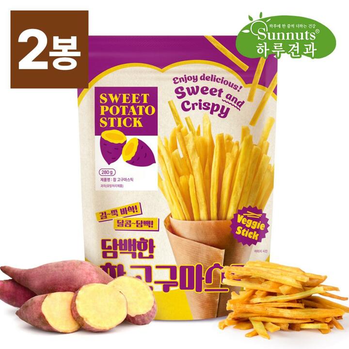 [하루견과] 담백한 참고구마스틱 280g+280g (총560g) /과자 /간식