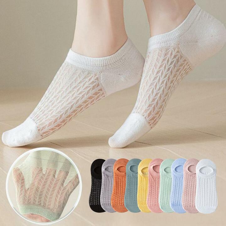 할인바이할인 [5켤레+5켤레] 컬러풀 그물덧신 페이크삭스 벗겨짐 방지 양말 총 10켤레세트 (혼합/흰검)