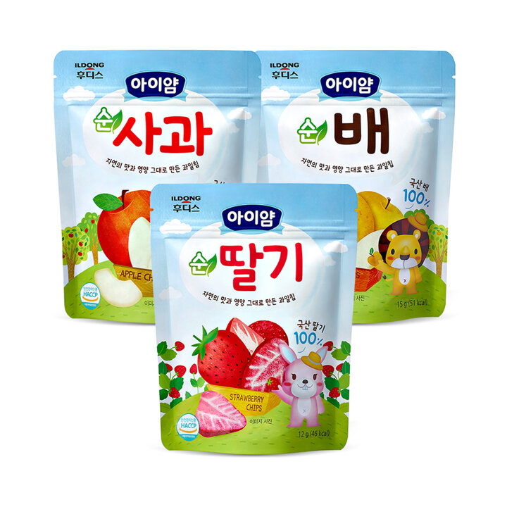 아이얌 동결건조 과일칩 3종(순딸기+순사과+순배)