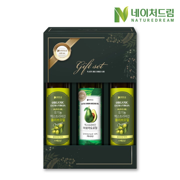 [S]네이처드림 엑스트라버진 올리브오일 / 아보카도오일 3병 선물세트+쇼핑백
