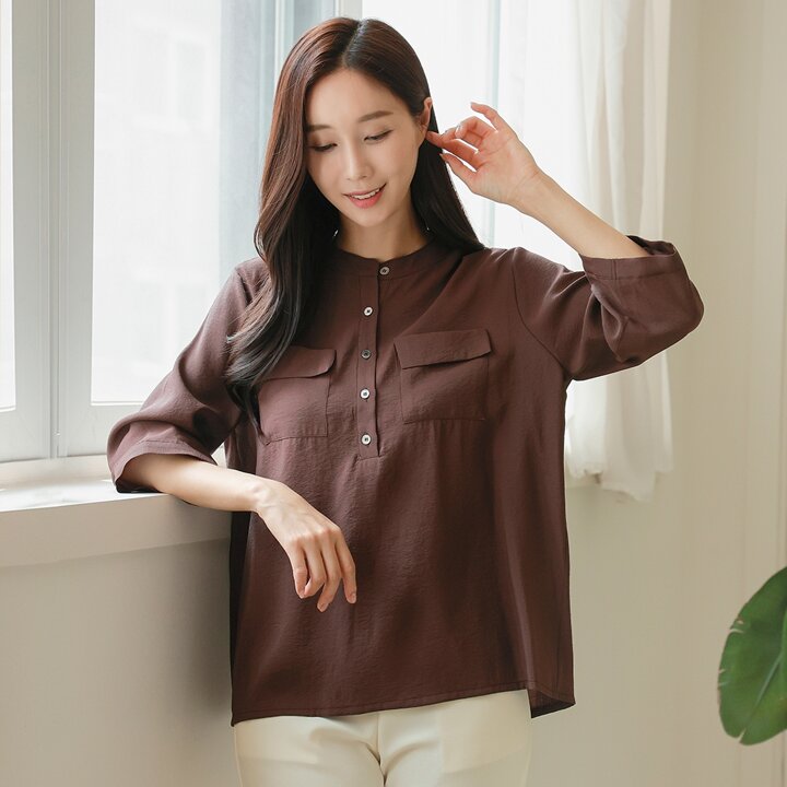 여름 모달 7부 빅사이즈 블라우스 40-50대 중년여성 엄마옷