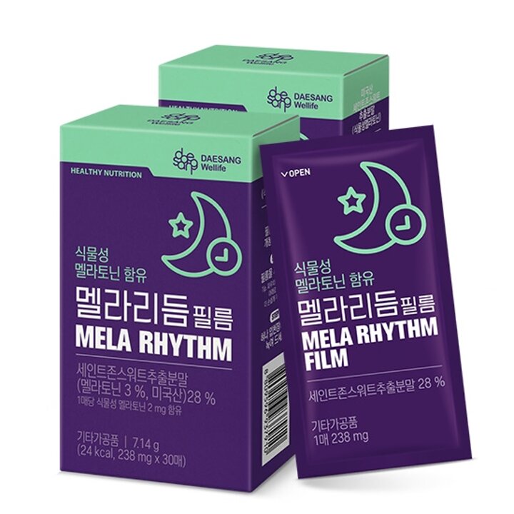[대상웰라이프] 식물성 멜라토닌 함유 멜라리듬 필름 (238mgx30매), 2ea