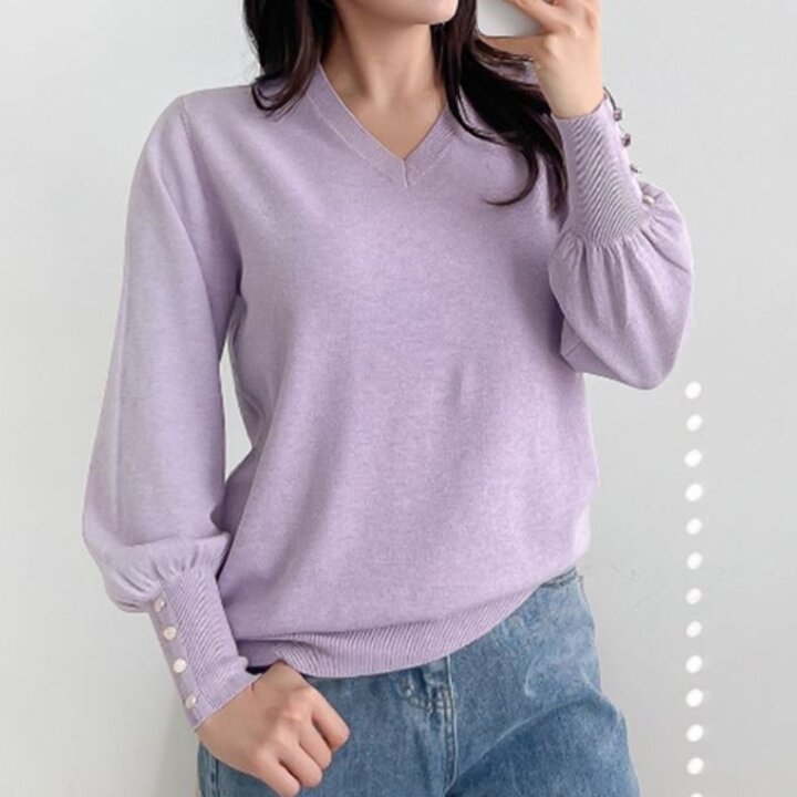 [하프클럽/나인포시즌]레긴 퍼프 소매 브이넥 라벤더 연보라 보라색 소라색 하늘색 민트..