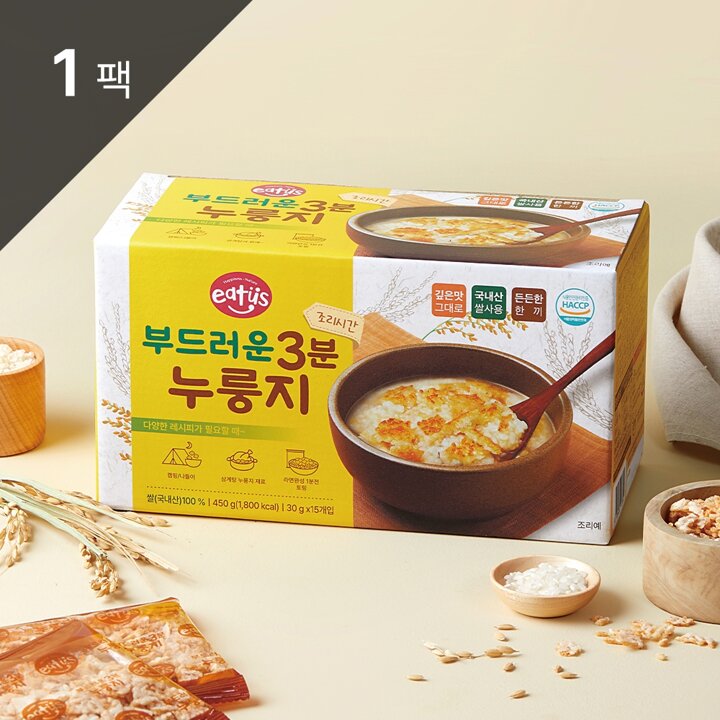 [이더스] 부드러운 3분 누룽지 450g (15g*30개입) 1팩