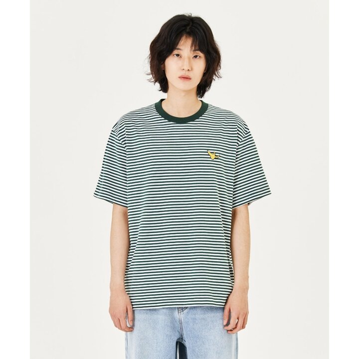 (신세계센텀점)엔젤 와펜 스트라이프 반팔 티셔츠 - D/GREEN / Z252UST030