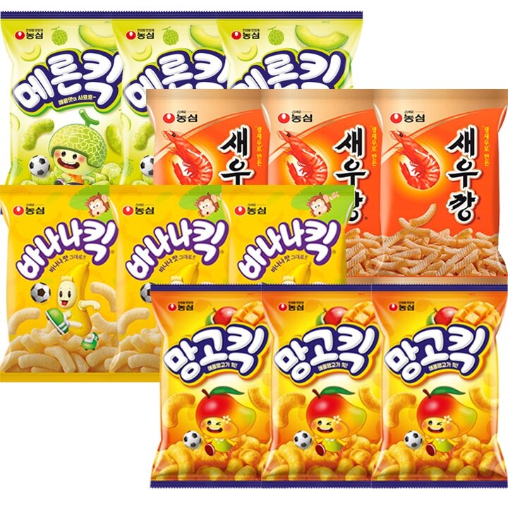 농심 망고킥3봉+바나나킥3봉+메론킥3봉+새우깡3봉