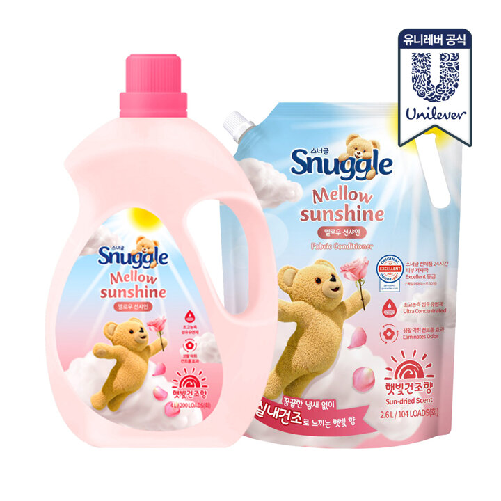 스너글 섬유유연제 4L + 2.6L (허거블 선샤인, 멜로우 선샤인 2종)