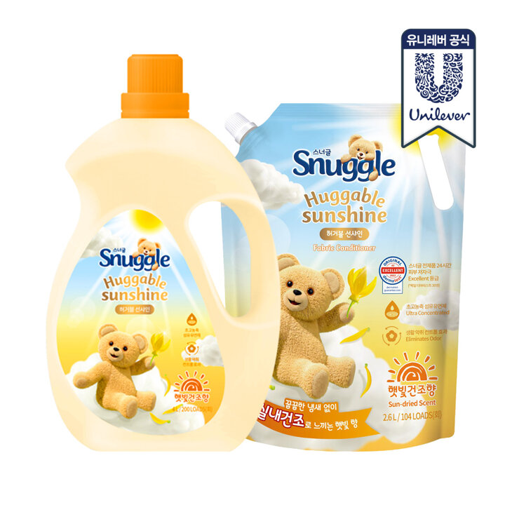 스너글 섬유유연제 4L + 2.6L (허거블 선샤인, 멜로우 선샤인 2종)