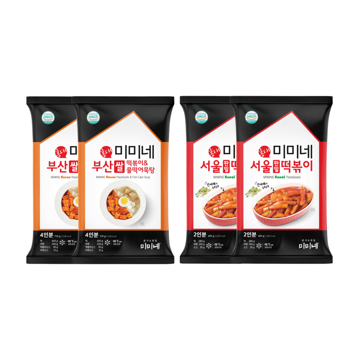 미미네 부산 쌀떡볶이&물떡어묵탕 2봉+서울 판밀떡볶이 2봉 (총 12인분)