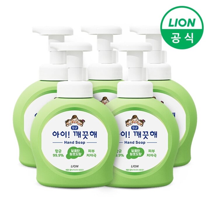 아이깨끗해 손세정제 달콤한 청포도향 핸드워시 490ml 용기형 5개