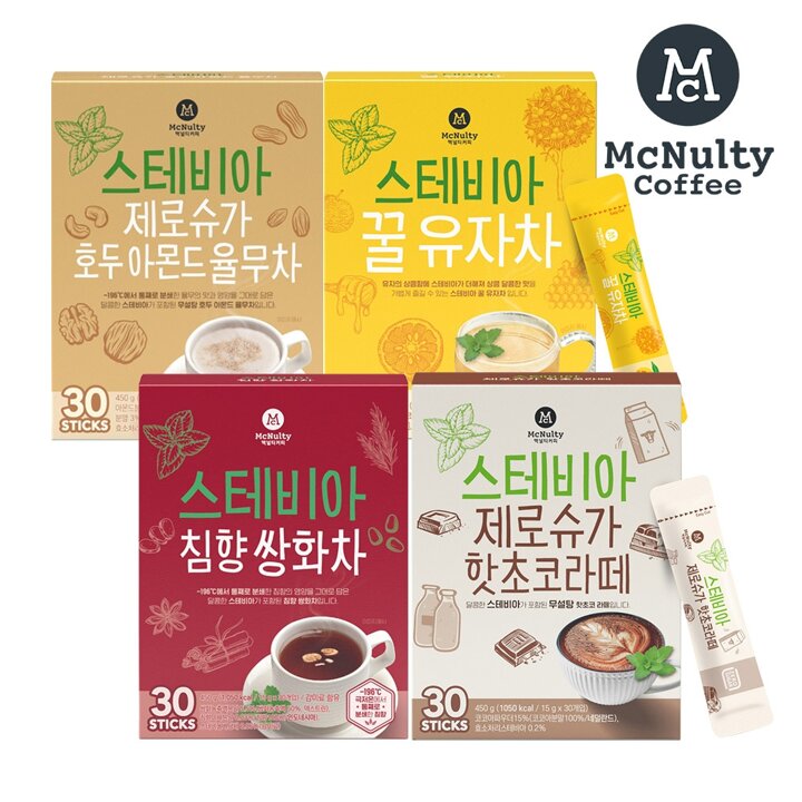 맥널티 스테비아 음료 30개입 1박스 (핫초코/율무차/쌍화차/유자차)