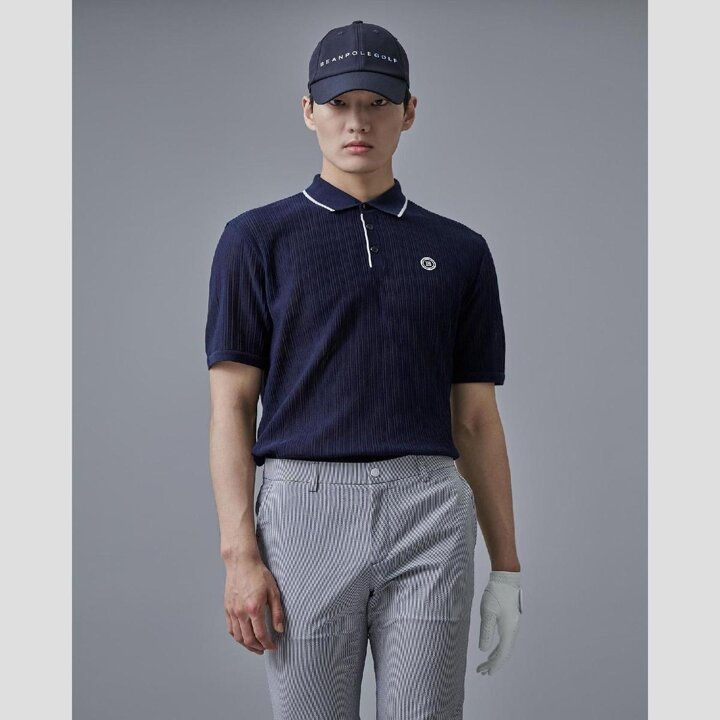 (신세계강남점)SS25 남성 조직감 니트 반팔 풀오버 - 네이비 (BJ5351B06R)