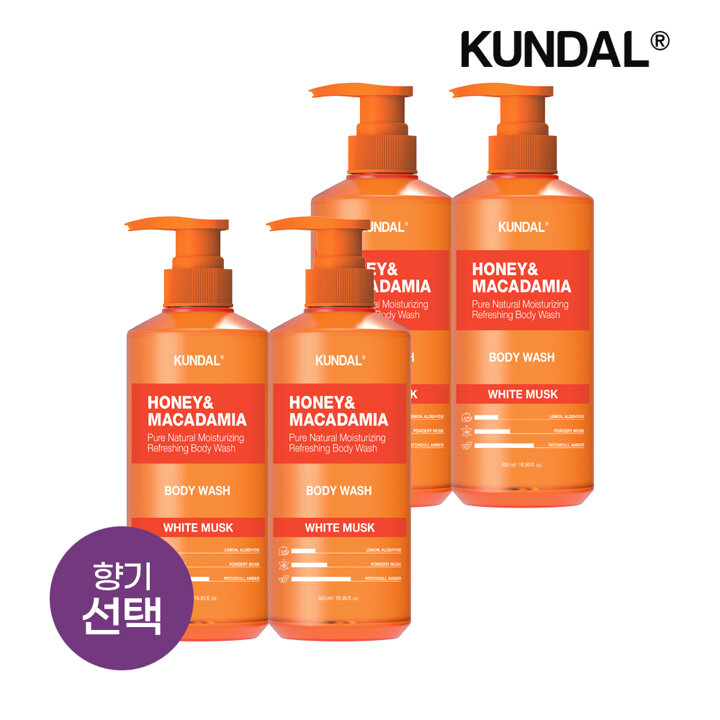 쿤달 허니 앤 마카다미아 퓨어 바디워시 500ml x4개(선택)
