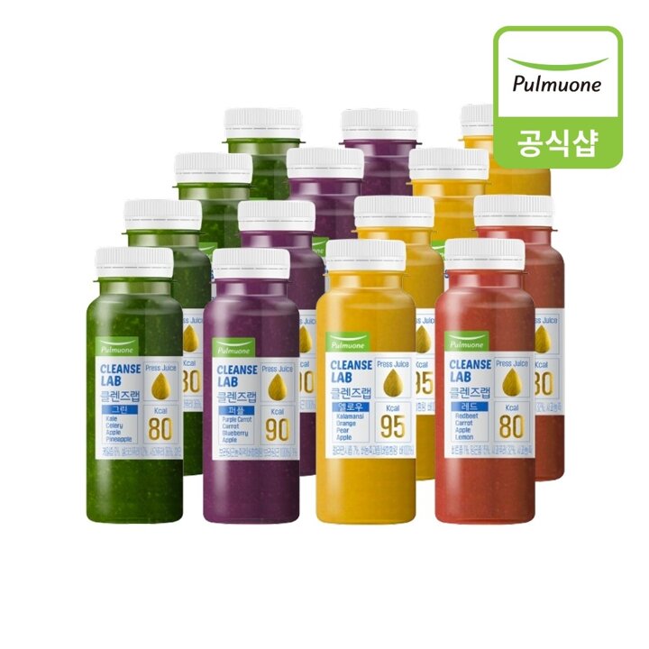 [풀무원] 클렌즈랩 2days 190mlX14병 (그린 4병, 퍼플 4병, 옐로우 4병, 레드 2병)