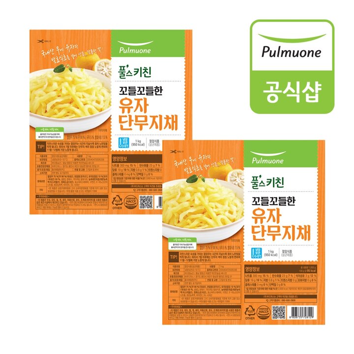 풀무원 꼬들꼬들한 유자 단무지채 (1kg)X2개
