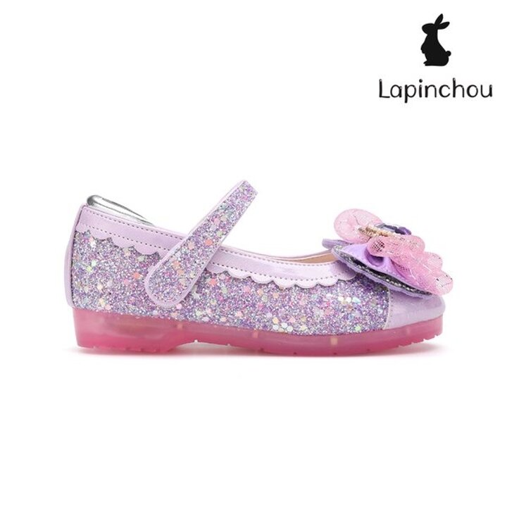(신세계센텀점)[LAPINCHOU] 라팡슈 엘레나 베아트리체 메리제인 라이트 글리터 퍼플 키즈구두 여아구두 LED구두