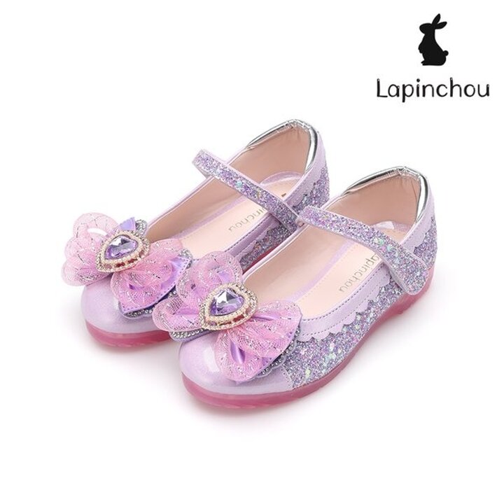 (신세계센텀점)[LAPINCHOU] 라팡슈 엘레나 베아트리체 메리제인 라이트 글리터 퍼플 키즈구두 여아구두 LED구두