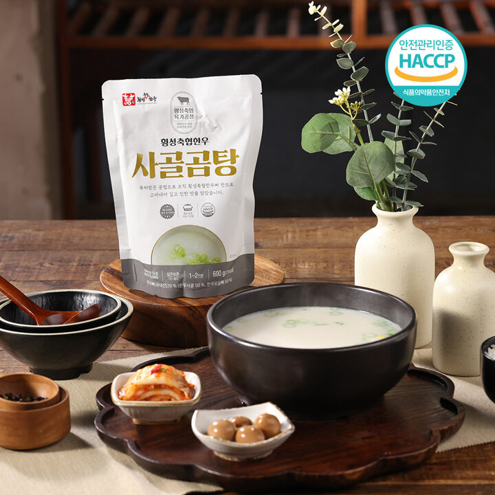 [횡성축협한우] 고기곰탕 600g x 5팩 + 사골곰탕 600g x 5팩 / 총 10팩