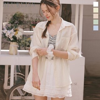 [블루레이스] 시스루 써머 긴팔 블라우스_B6M1BL5511