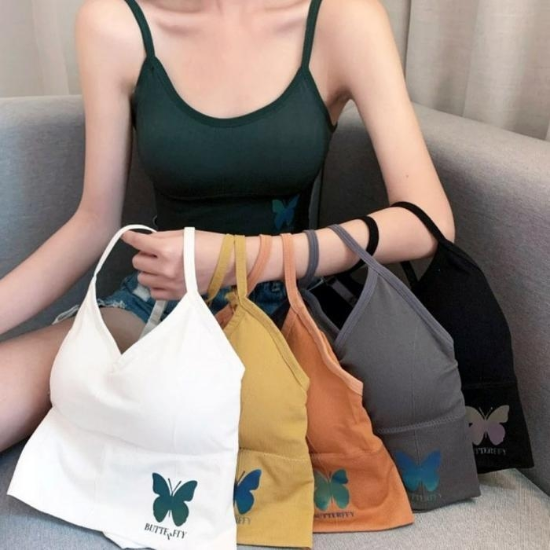 빛에 따라 색 바뀌는 나비 포인트 캐쥬얼 여성 크롭탑 (13274651)