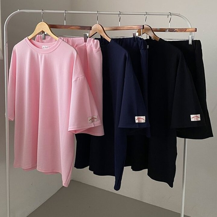 빅사이즈반팔투피스 U609L505 빅패치소매데일리세트 RA