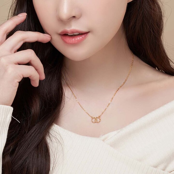 한국금다이아몬드 여자 순금 목걸이 더블 써클 루비 24K 3.75g 18K장식